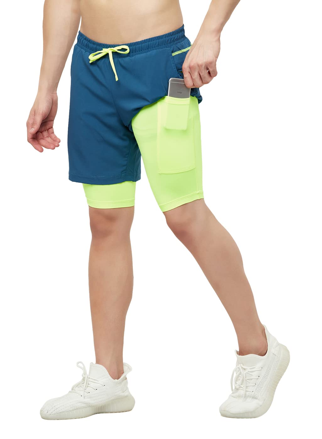 TRUEREVO - 2 in 1 Running Sports Shorts for Men with Mobile Phone Pocket - Quick Dry & Lightweight Moisture-Wicking Active Wear, Gym Shorts for Men Workout - Double Layer Half Pant with Inner Tights - Image 11