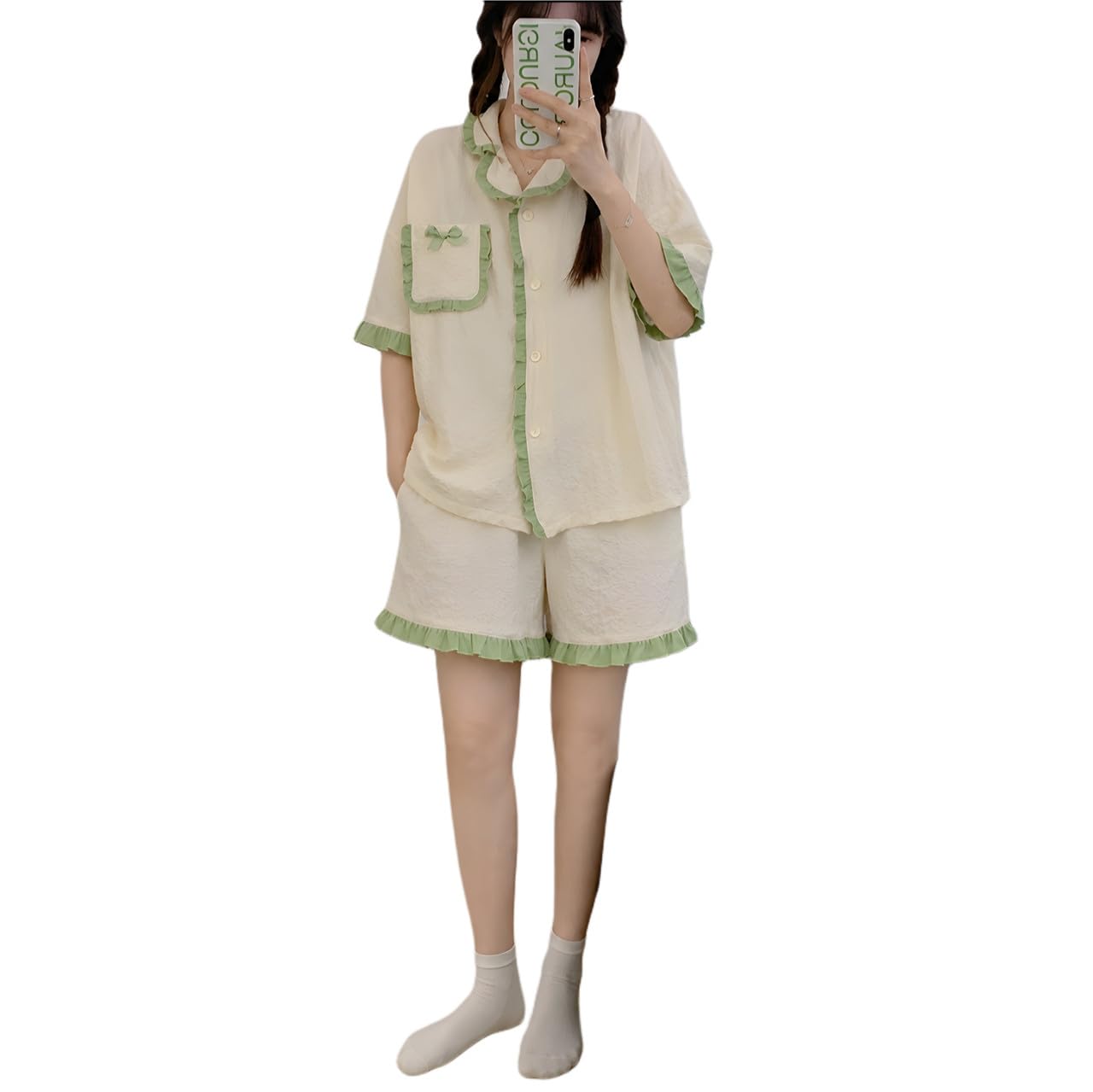 KSHS Women Cotton Night Suit Top & Shorts Set | Loose Fit Printed Nightwear Co Ord Set Stylish Western | Soft Breathable Sleepwear Shorts with Pocket for Women - Image 15