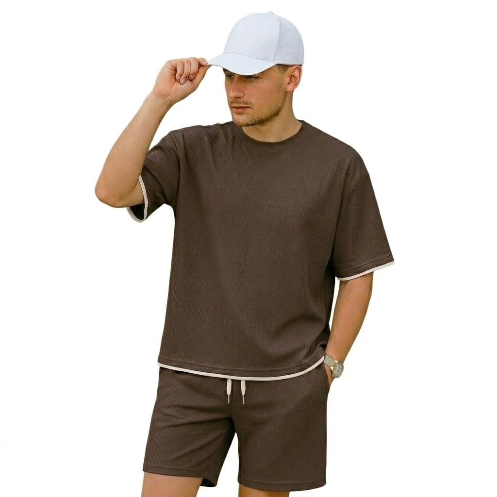Casual Men's Pyjama Set Regular Fit Stylish Round Neck T-Shirt and Shorts CasualWear Night Suit Wear Set for Man