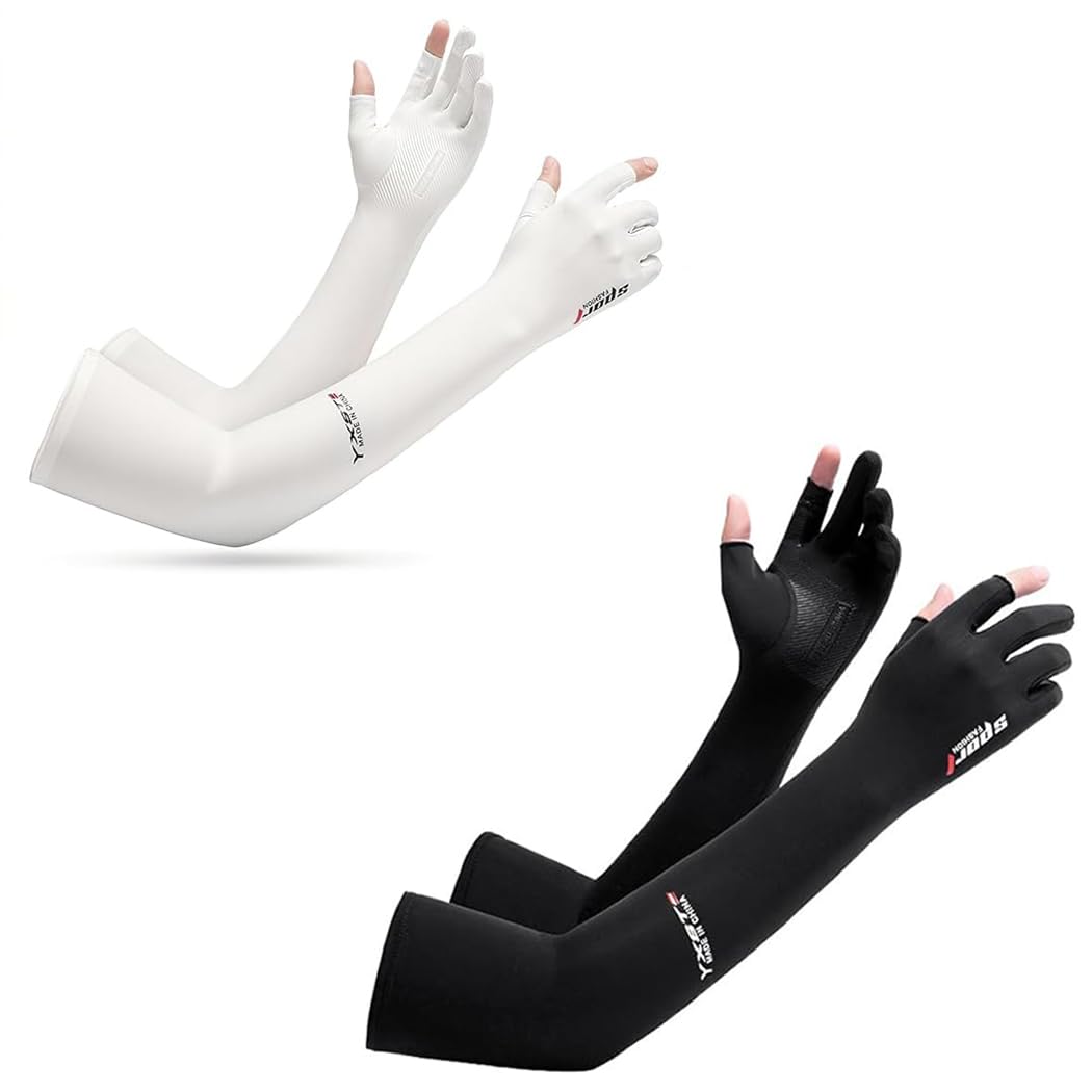 PALAY® Sun Protection Gloves for Women Men Non-Slip Touch Screen Arm Sleeves Breathable Silk Cooling UV Protection Hand Sleeves Full Arm Hand Gloves for Bike Riding, Driving, Cycling - Image 6