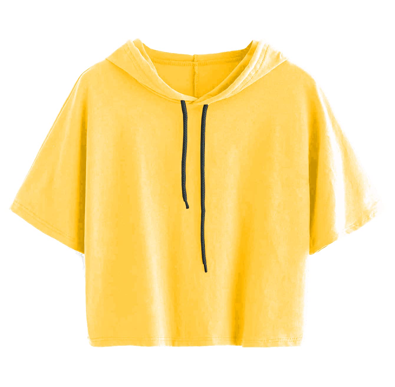 Fabricorn Stylish Cotton Solid Colour Short Sleeve Hooded Tshirt for Women - Image 2