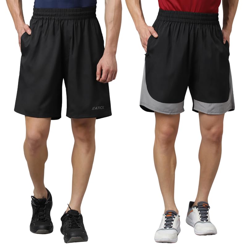 ATICX Polyester Shorts for Men - Quick Dry Lightweight with Zipper Pockets - Gym, Running, Jogging, Training Half Pants for Basketball, Swimming, Badminton, Cycling, Football, Outdoor & Home Wear - Image 4