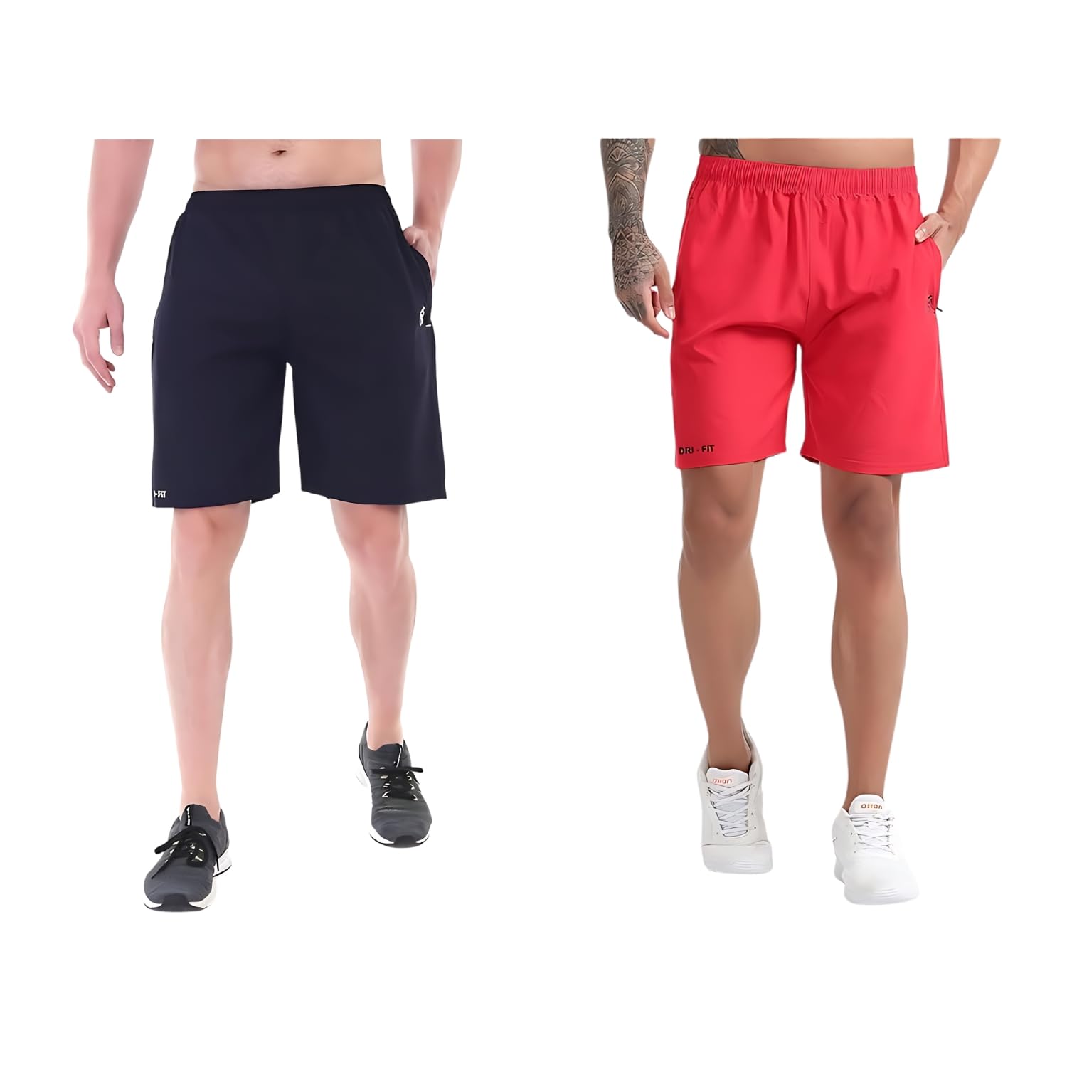BLUE STAR SHARK Athletic Sports Shorts for Men with Zip Pockets and Elastic Waistband Quick Dry Lightweight Activewear Combo - Pack of 2 - Image 15