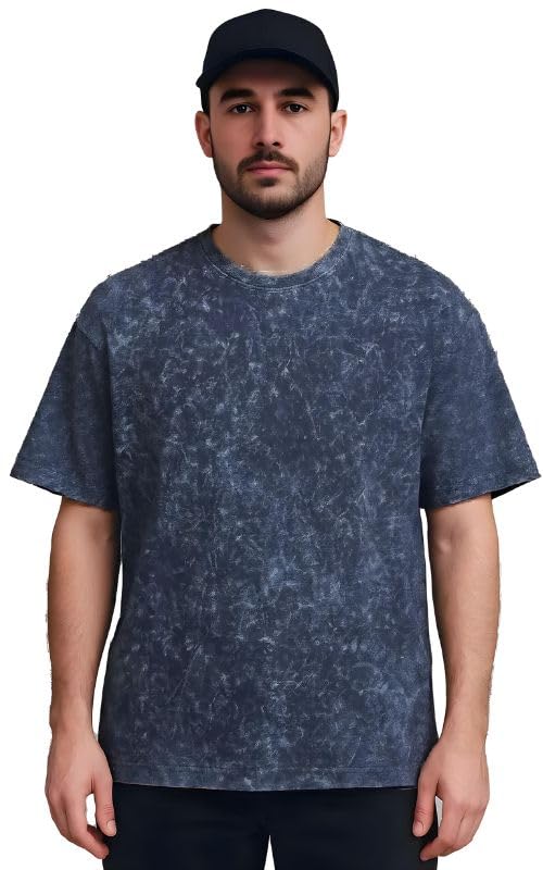 boffi ... 100% Cotton Oversized T-Shirt Unisex Drop Shoulder Dye Washed Street Look Black Pack of 1 - Image 9