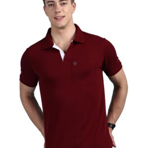 Lux Cozi Men's Half Sleeve Soild Casual Regular Fit T-Shirt with Chest Pocket | Polo Tshirt for Men