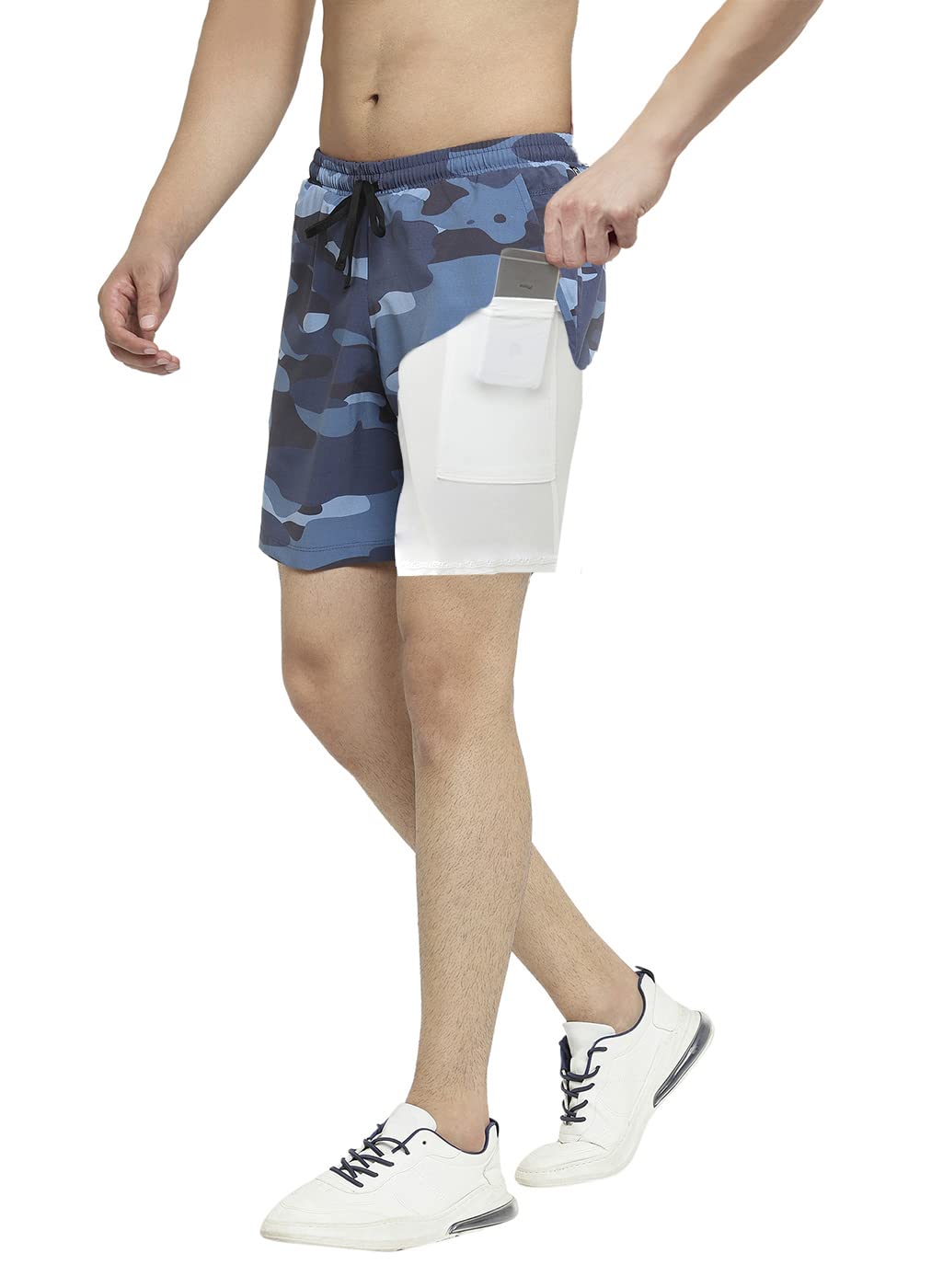 TRUEREVO - 2 in 1 Running Sports Shorts for Men with Mobile Phone Pocket - Quick Dry & Lightweight Moisture-Wicking Active Wear, Gym Shorts for Men Workout - Double Layer Half Pant with Inner Tights
