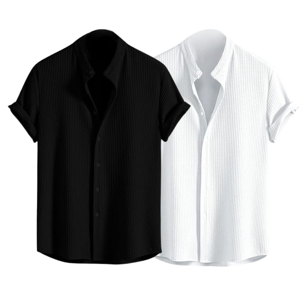 GRECIILOOKS Men's Polycotton Regular Fit Casual Shirt | Stylish | Printed | Solid | Short Sleeve | Trendy (Available in Plus Size)