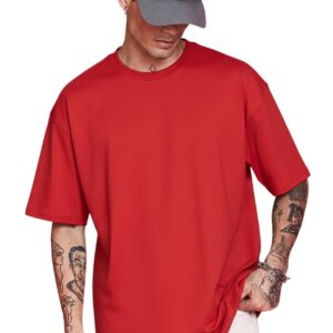 RodZen Men's Cotton Blend Half Sleeve Solid Oversized T-Shirt