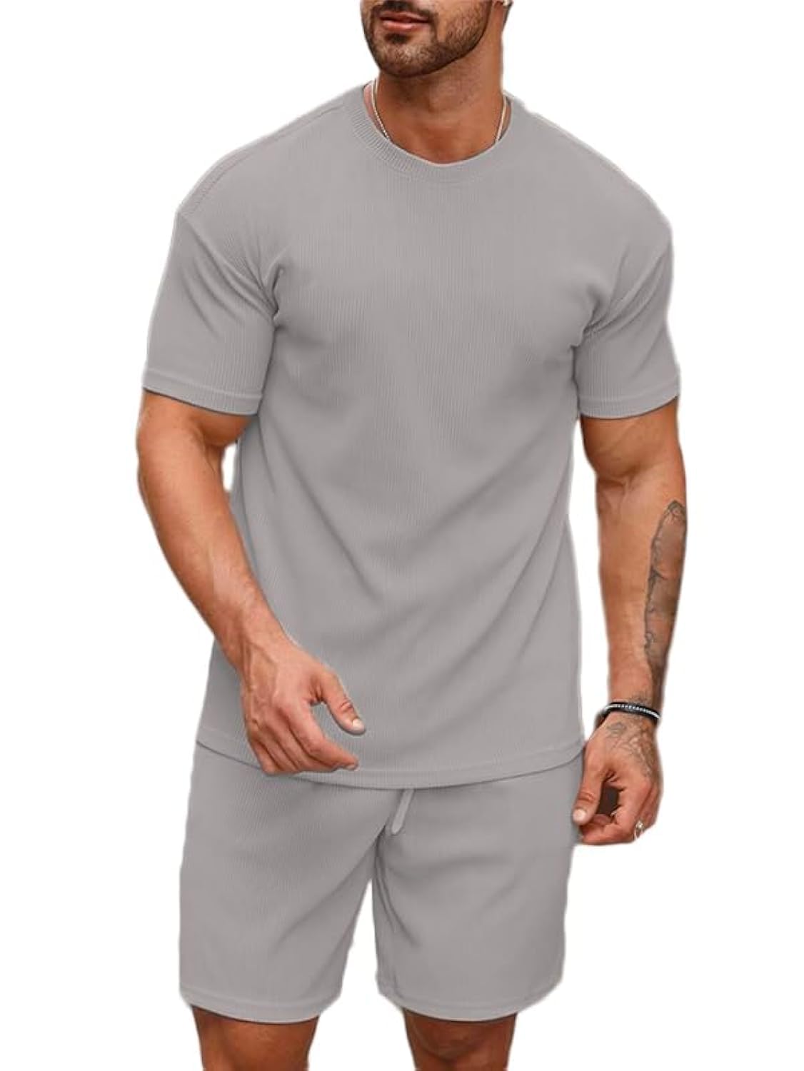 SMOWKLY Men's Premium Cotton Blend Pyjama Set | Stylish Round Neck T-Shirt and Shorts | Casual Night Suit Wear Set for Man | Summer Co-ords Set with Shorts | Comfortable Nightwear & Loungewear - Image 8