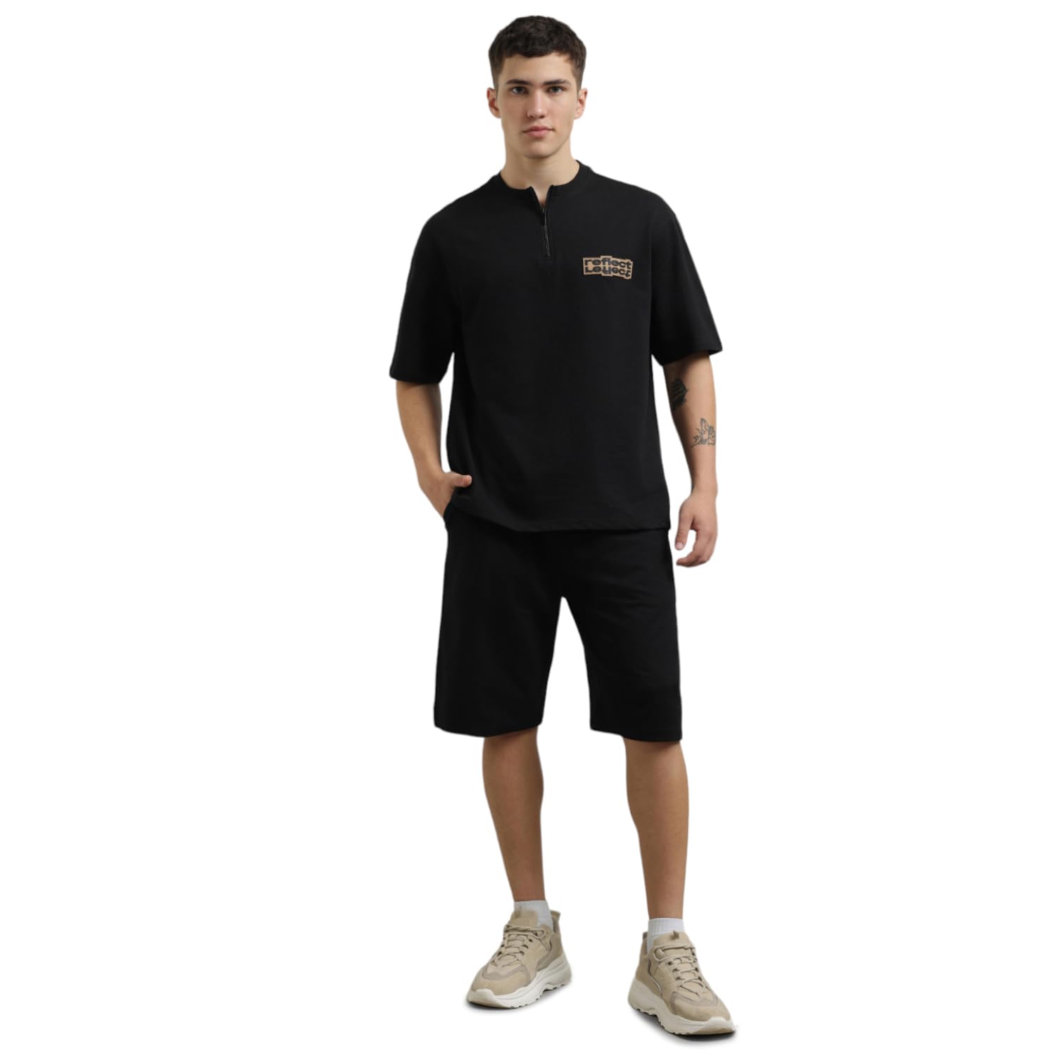NOBERO Men Sports Suit Oversized Casual Round Neck Co-Ord Set For Printed Casual Sleepwear & Loungewear Set & Night Suits Set
