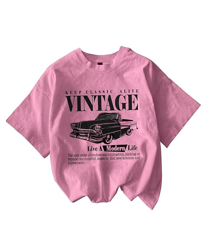 Jawdrobe Cotton Blend Oversized Fit Half Sleeve Printed Round Neck T-Shirt for Women | Aesthetic Summer Wear - Image 2