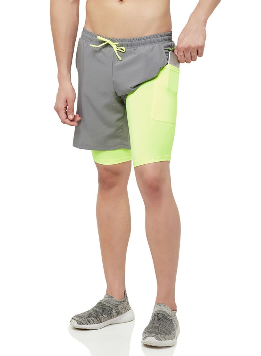 TRUEREVO Men's 2 in 1 Running Shorts with Phone Pocket | Lightweight Quick-Dry | Double Layer | Athletic | Running, Training, & Sports - Image 4