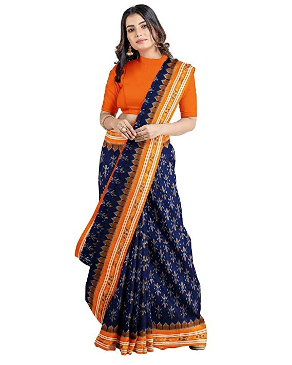NUAPATANALOOM Odisha Sambalpuri Handloom Ikat Women's Cotton Saree, Odisha Handloom Handmade Pure Cotton Khandua Saree, Ikkat Orissa Traditional Handloom Saree Without Blouse - Image 2