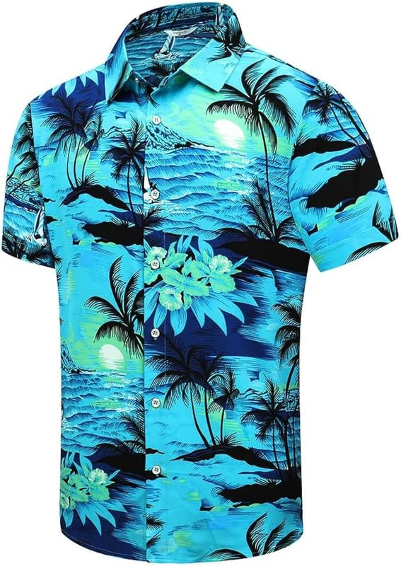 Impression Fab® Floral Print Cotton Multicoloured Short Sleeve Button Down Beach Outfits for Men Shirt - Image 7