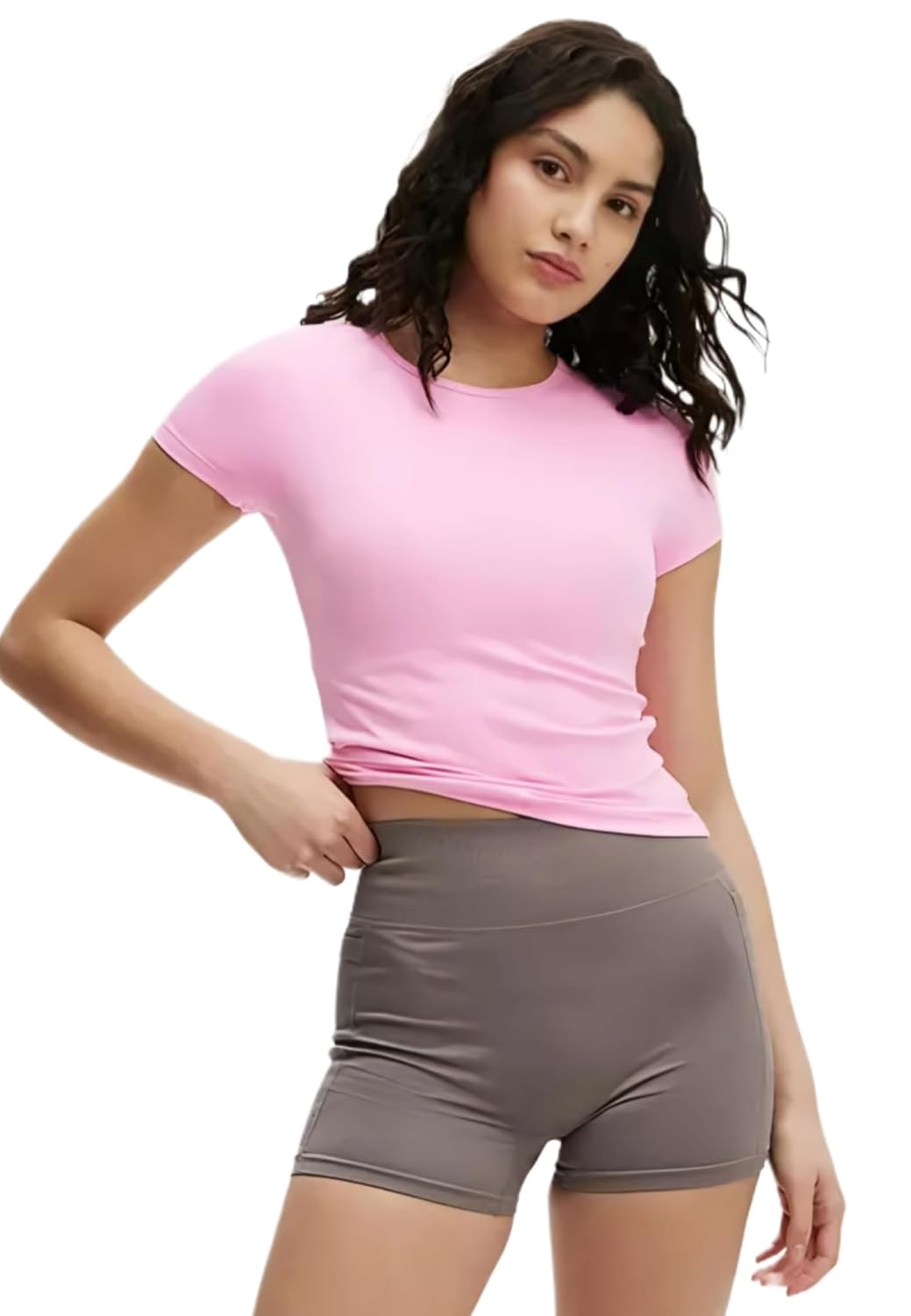 SIGHTBOMB Round Neck Short Sleeve Ultra Soft Front Support Cuddle TEE Microfiber Soft TOP for Women - Image 3