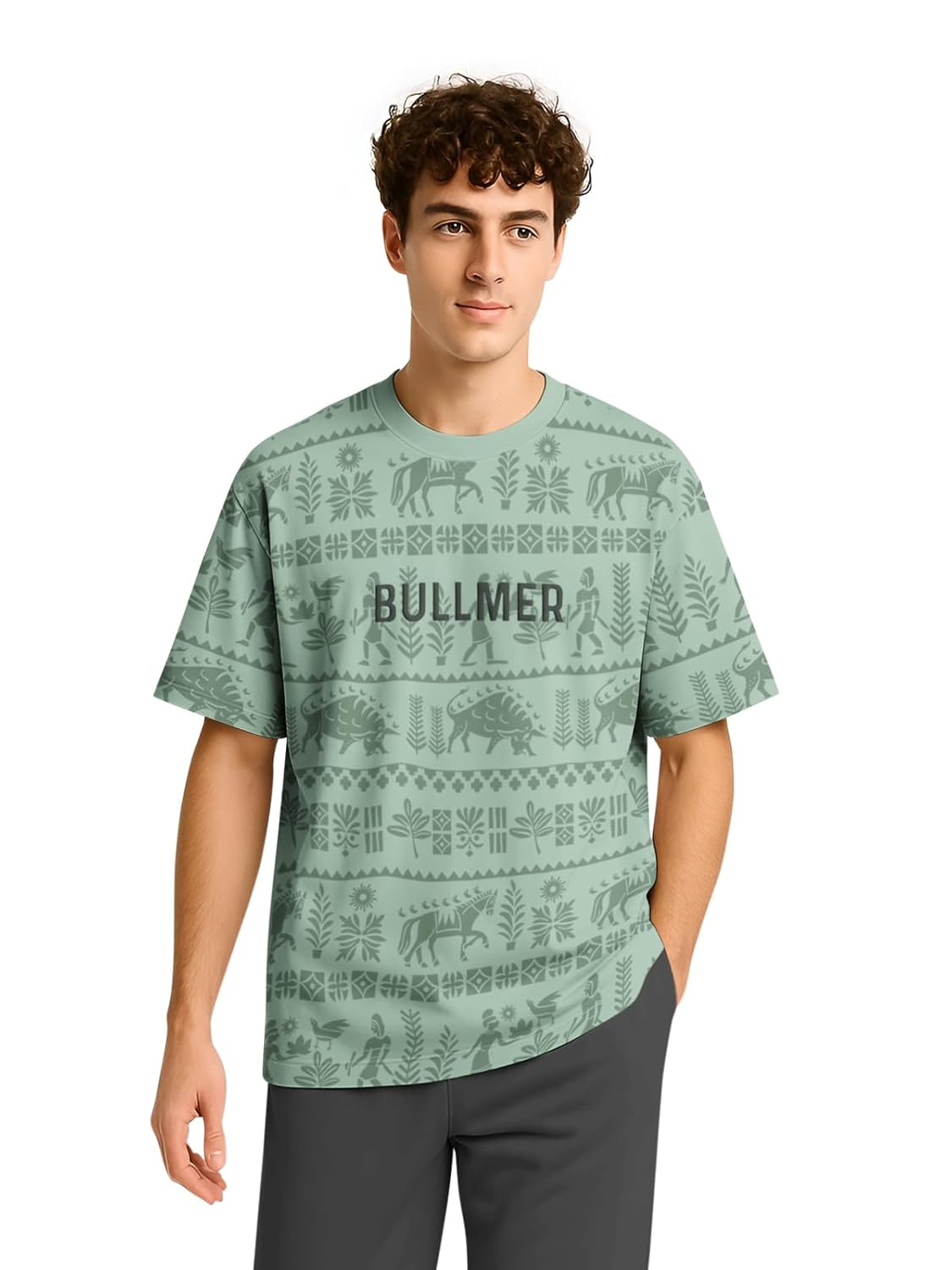 BULLMER Trendy Half Sleeve Oversized Cotton Blend Crew Neck Tshirt for Men - Image 4