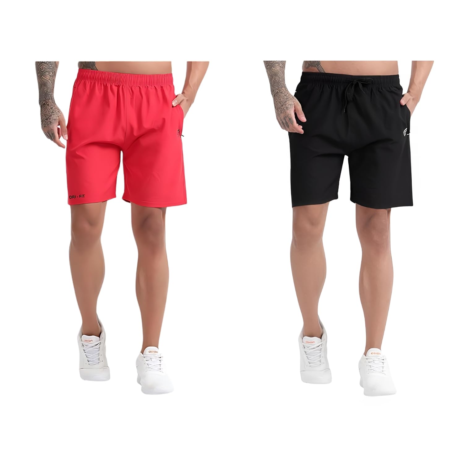 BLUE STAR SHARK Athletic Sports Shorts for Men with Zip Pockets and Elastic Waistband Quick Dry Lightweight Activewear Combo - Pack of 2 - Image 13