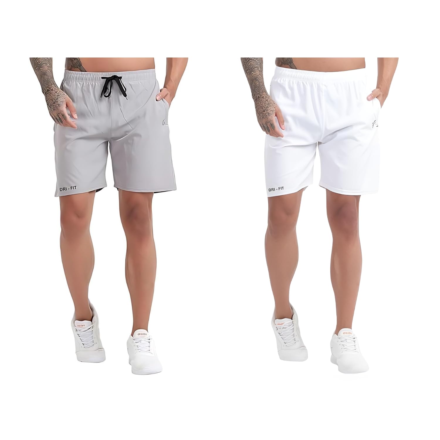 BLUE STAR SHARK Athletic Sports Shorts for Men with Zip Pockets and Elastic Waistband Quick Dry Lightweight Activewear Combo - Pack of 2 - Image 2