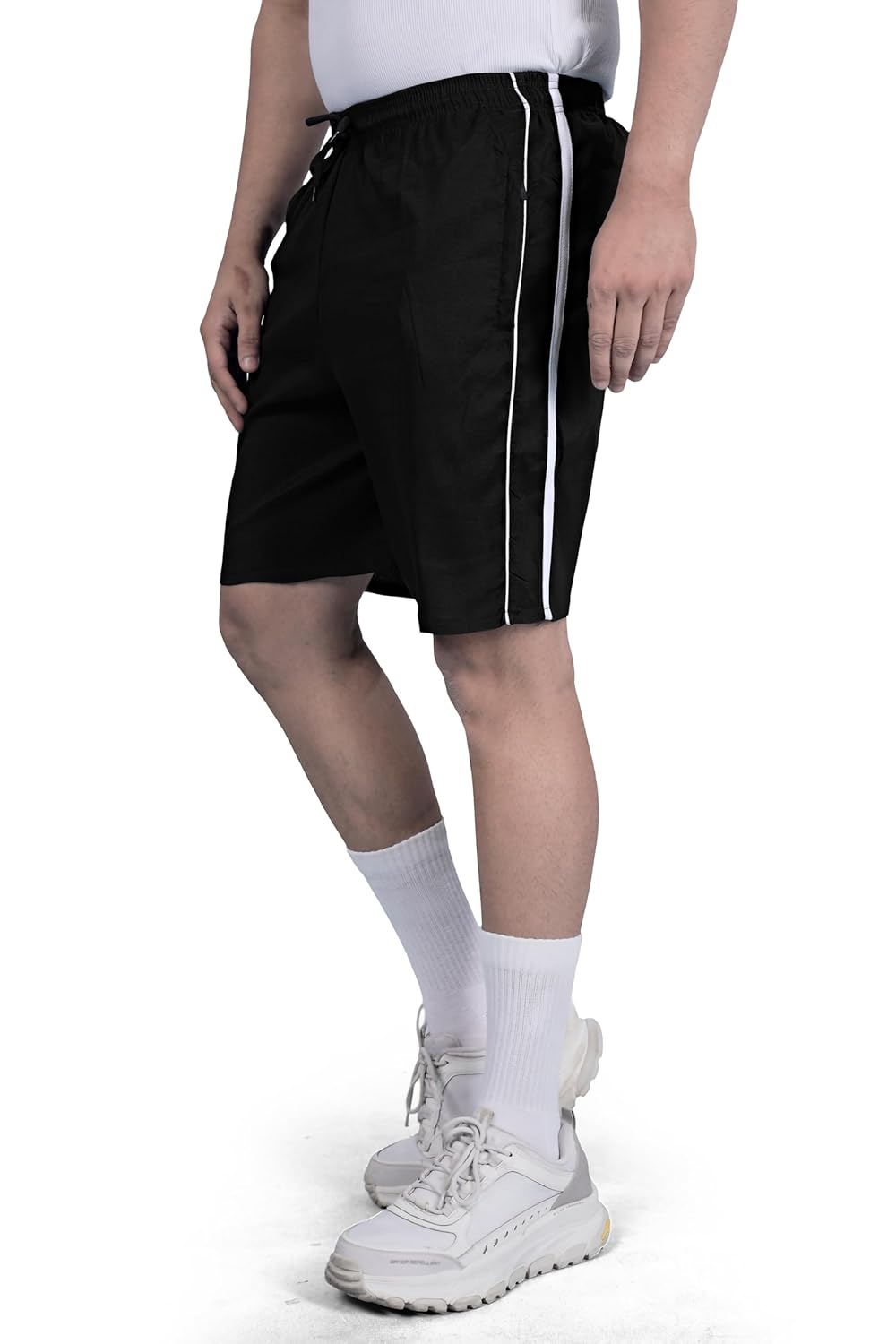 Seemoo Men's Lightweight Athletic Shorts with Side Stripe & Zipper Pocket – Breathable Casual Summer Sports Shorts - Image 5