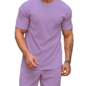 SMOWKLY Men's Premium Cotton Blend Pyjama Set | Stylish Round Neck T-Shirt and Shorts | Casual Night Suit Wear Set for Man | Summer Co-ords Set with Shorts | Comfortable Nightwear & Loungewear