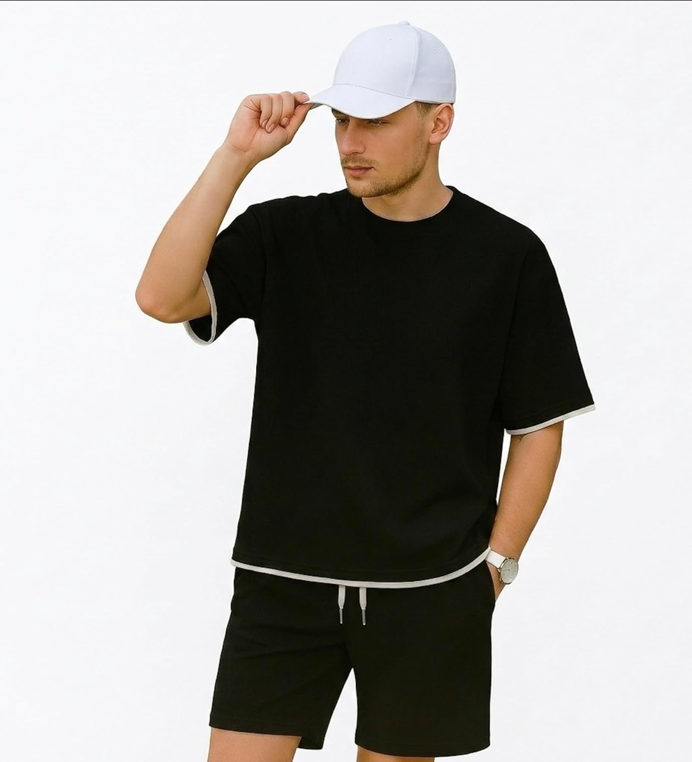 Casual Men's Pyjama Set Regular Fit Stylish Round Neck T-Shirt and Shorts CasualWear Night Suit Wear Set for Man - Image 3