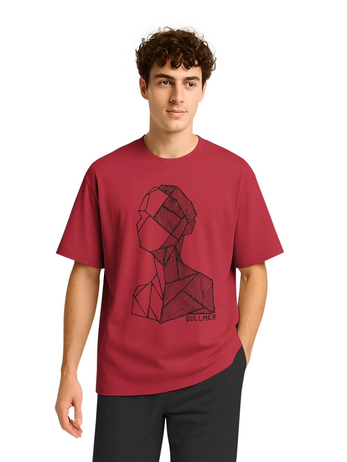 BULLMER Trendy Half Sleeve Oversized Cotton Blend Crew Neck Tshirt for Men - Image 2