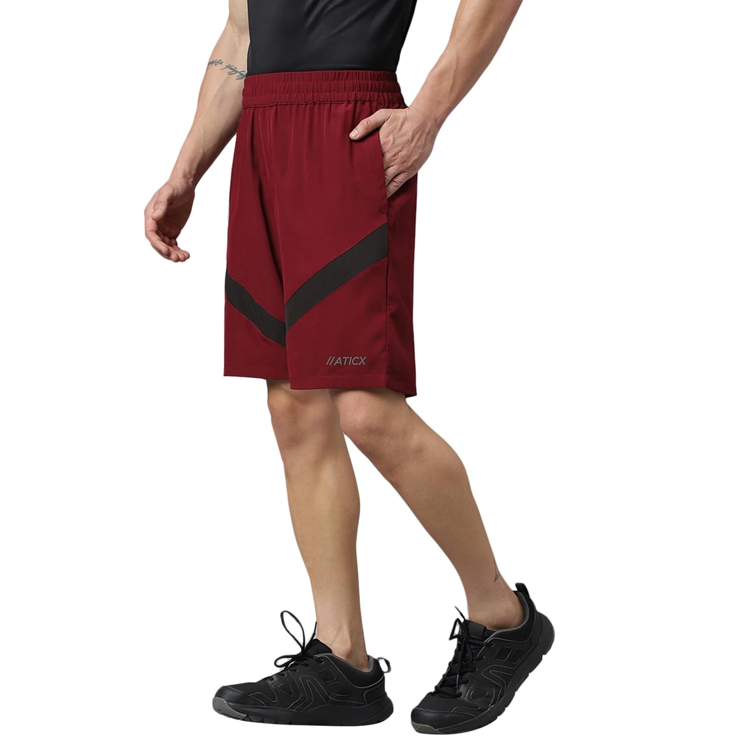 ATICX Polyester Shorts for Men - Quick Dry Lightweight with Zipper Pockets - Gym, Running, Jogging, Training Half Pants for Basketball, Swimming, Badminton, Cycling, Football, Outdoor & Home Wear