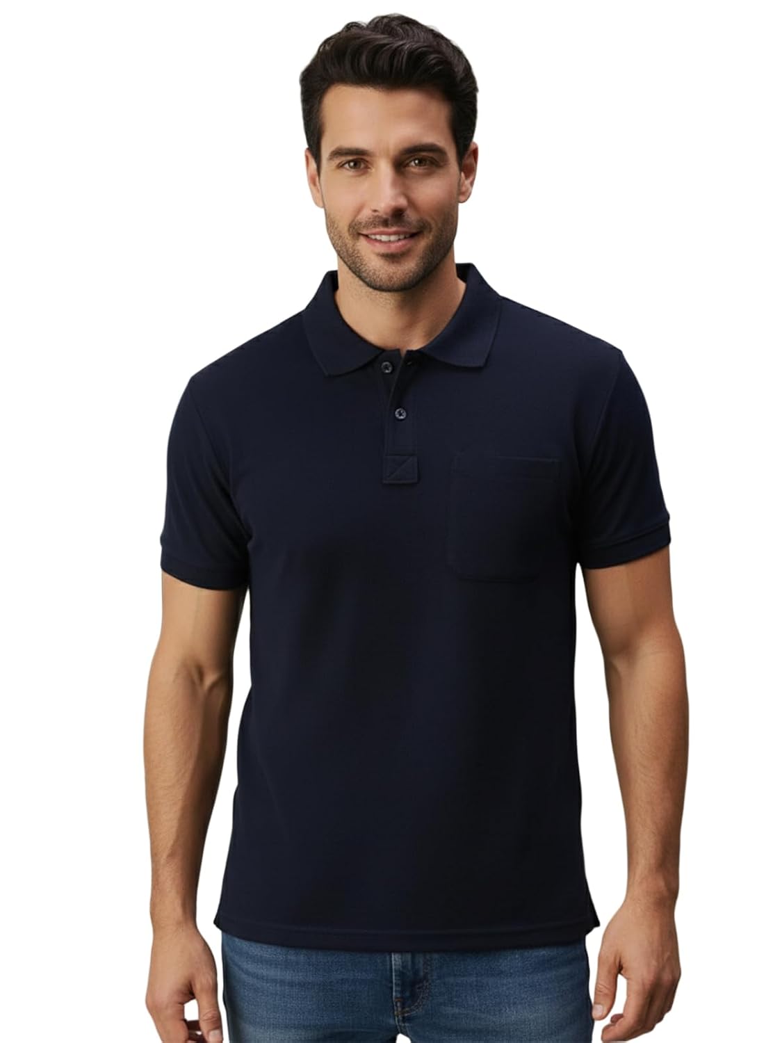 Lux Cozi Men's Half Sleeve Soild Casual Regular Fit T-Shirt with Chest Pocket | Polo Tshirt for Men - Image 2
