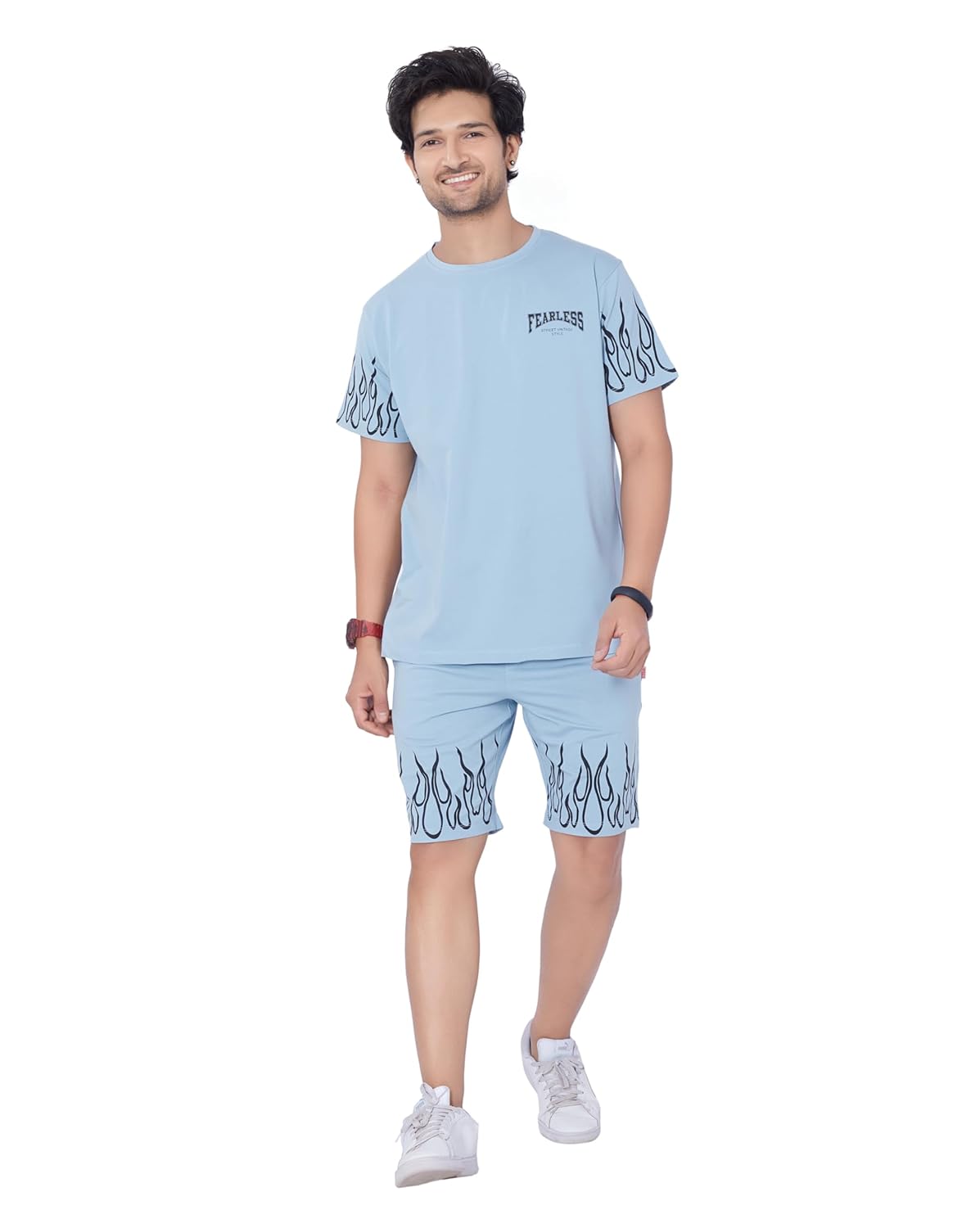 WEET Cotton T-Shirt and Shorts Set for Men,Night Wear for Men,Men's Pyjama Set 114