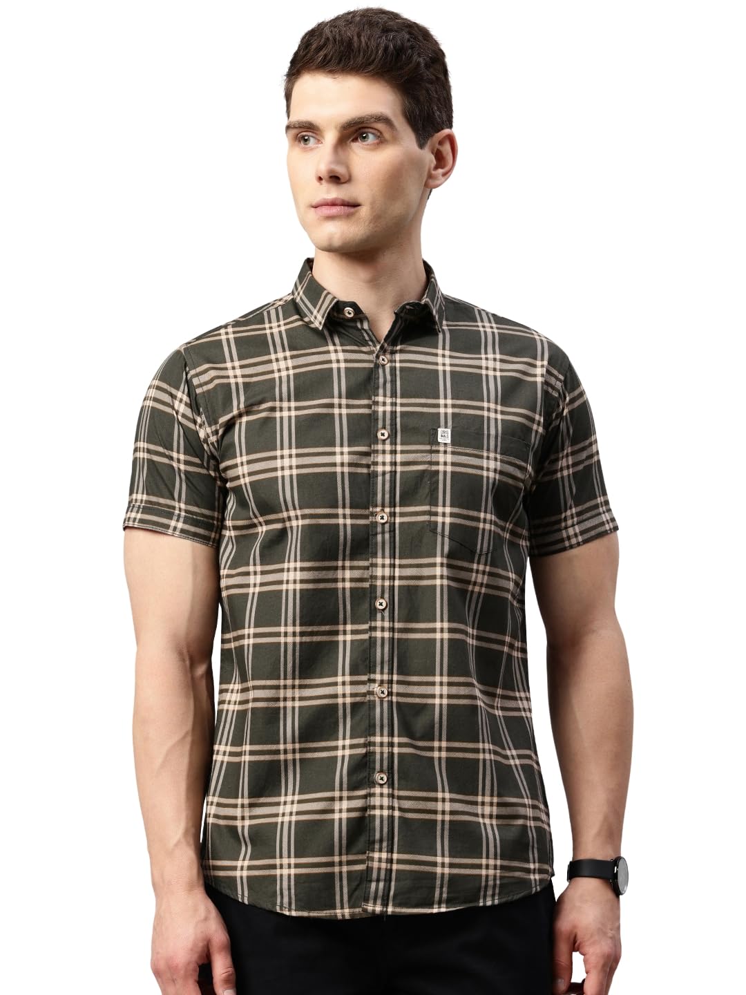 Majestic Man Slim Fit Short Sleeve Checked Pure Cotton Casual Shirt - Image 5