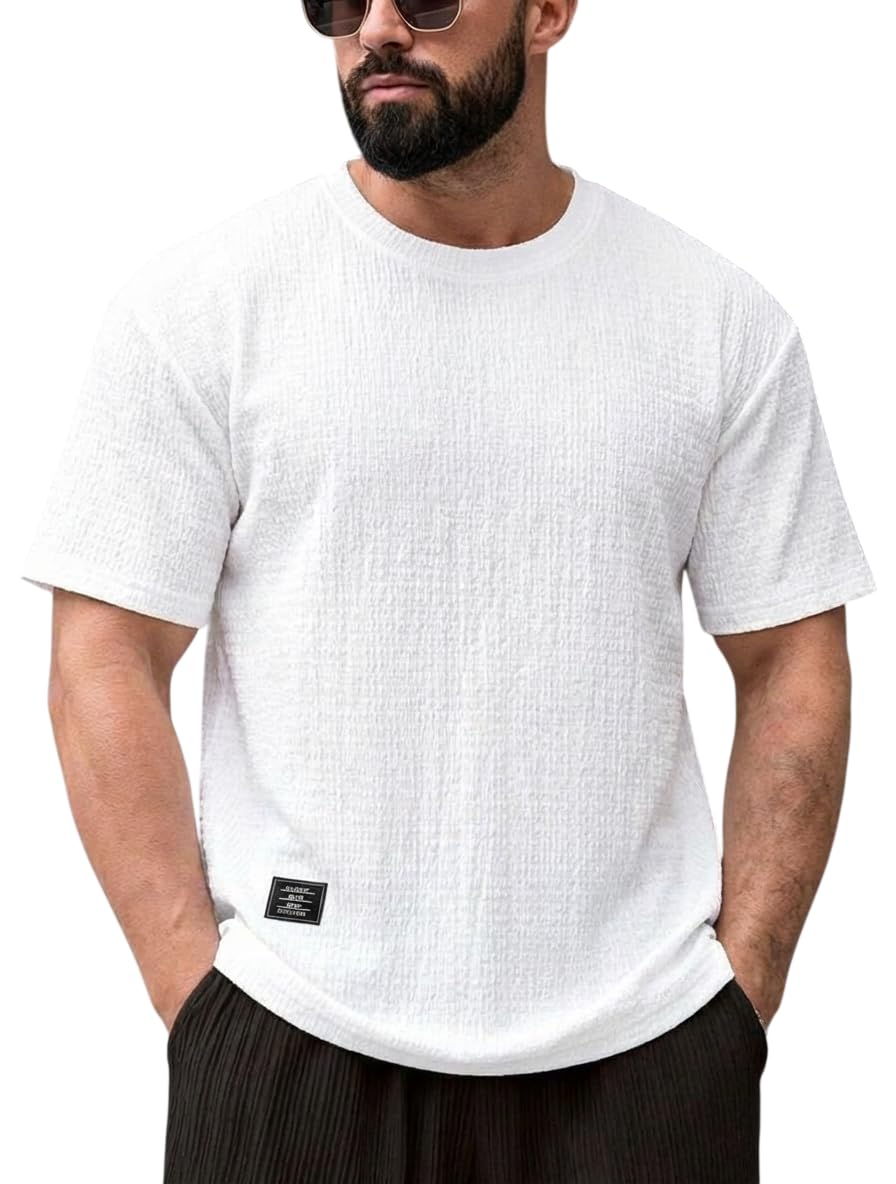 RodZen Men's Polycotton Regular Fit Half Sleeve Texture Print Round Neck T-Shirt - Image 11