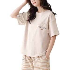 Louis Luxe Womens Korean Night Dress || Short Pyjama Set || Korean Nightsuit || Women Nightwear ||Round Neck Short Sleeve Nightsuit || Loungewear || Everyday Nightdress