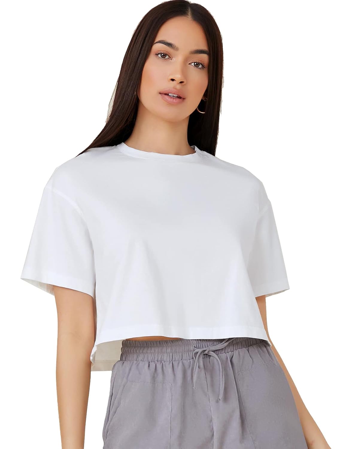 Aahwan Women's & Girl's 100% Cotton Black Solid Basic Oversized Fit Crop Top - Image 3