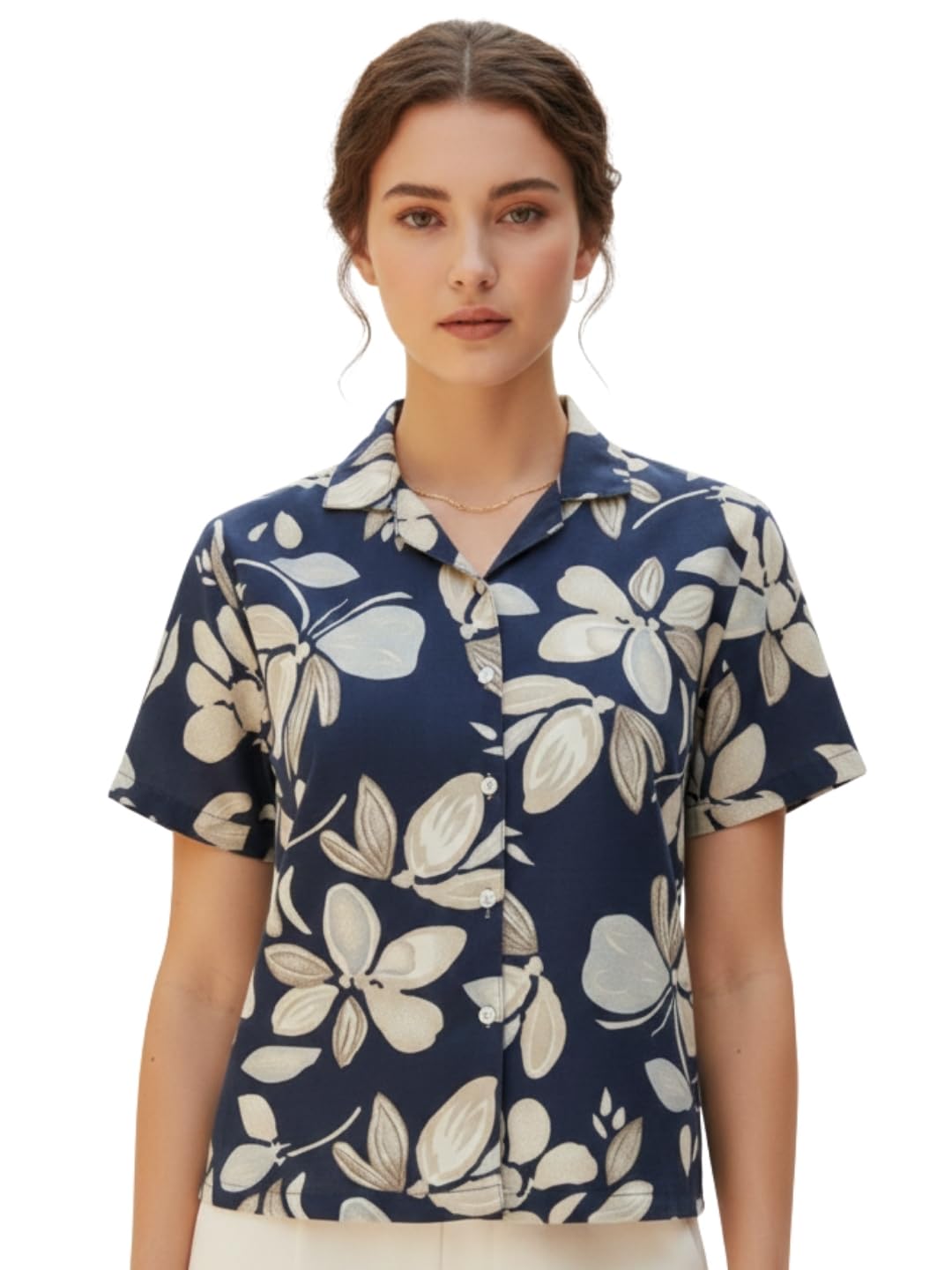 Premium Floral Printed Shirt for Women with Short Sleeves, Ultra-Soft Cotton Blend, Regular Fit Womens Stylish Shirt Casual, Formal, Party, Beach, Summer Wear - Image 6