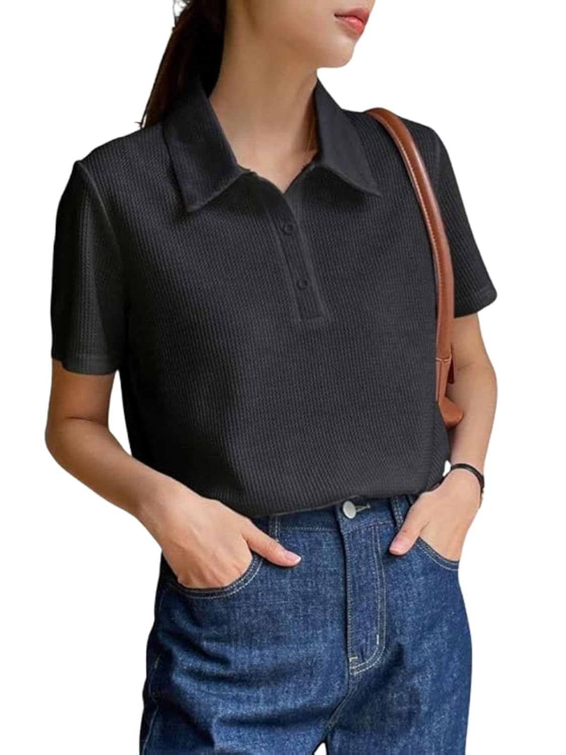 Leriya Fashion Women's Summer Polo T-Shirt – Lightweight Breathable Short Sleeve Collared T-Shirt, Casual Loose Fit Everyday Top for Women - Image 4