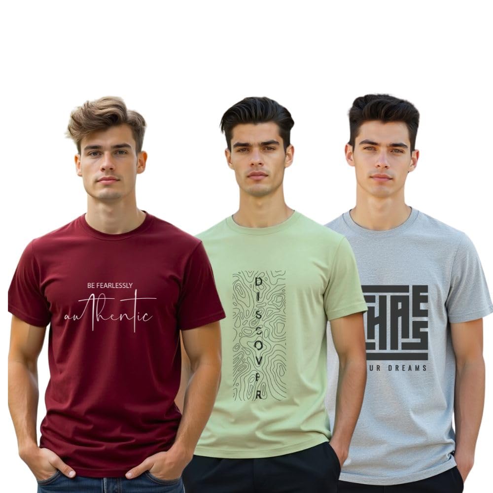Nobero Men's Graphic Printed Regular Fit Cotton T-Shirt (Pack of 3) - Image 10