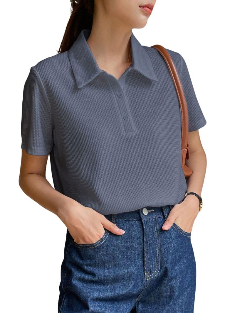 Leriya Fashion Women's Summer Polo T-Shirt – Lightweight Breathable Short Sleeve Collared T-Shirt, Casual Loose Fit Everyday Top for Women - Image 10