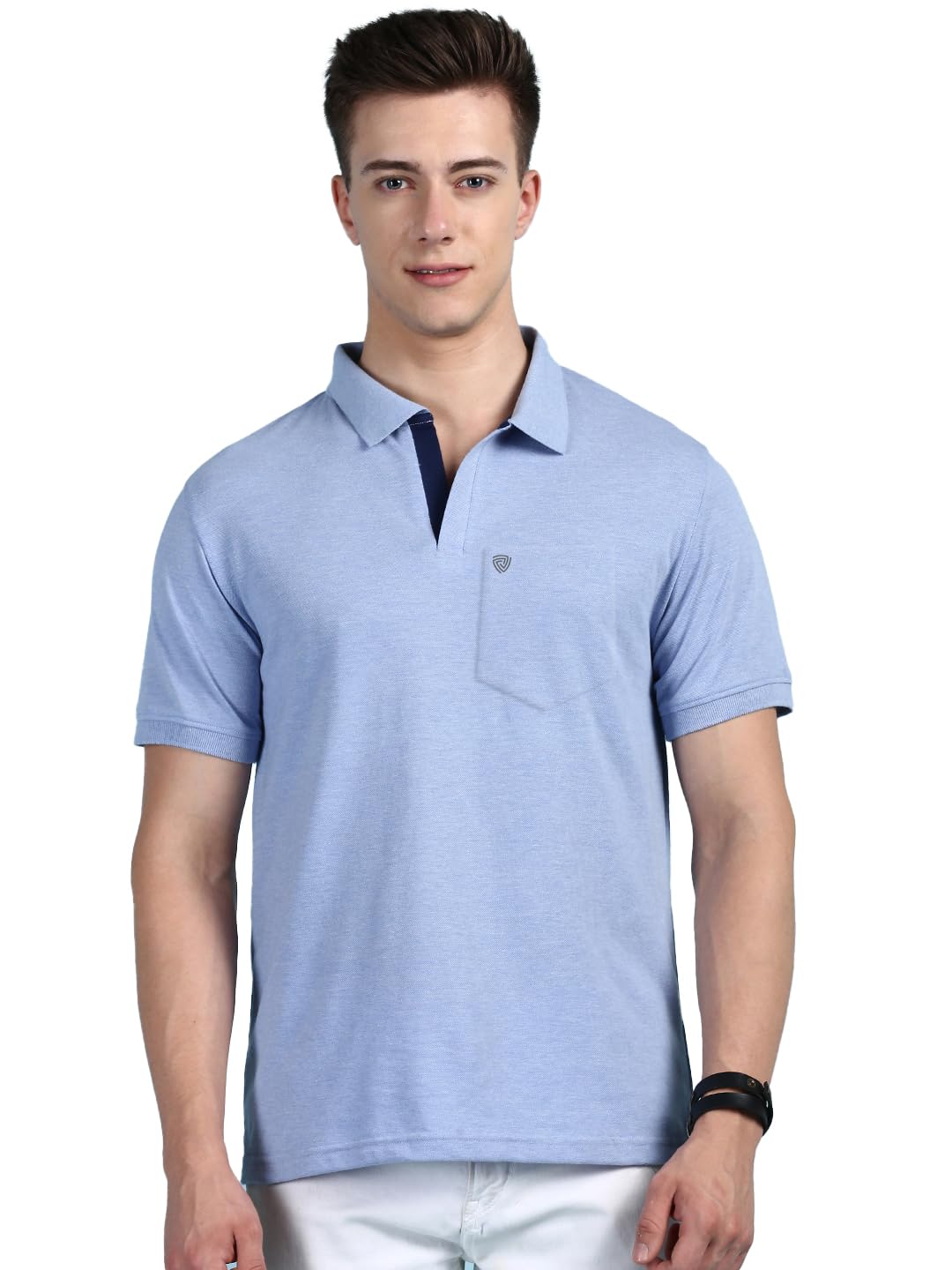 Lux Cozi Men's Half Sleeve Soild Casual Regular Fit T-Shirt with Chest Pocket | Polo Tshirt for Men - Image 3