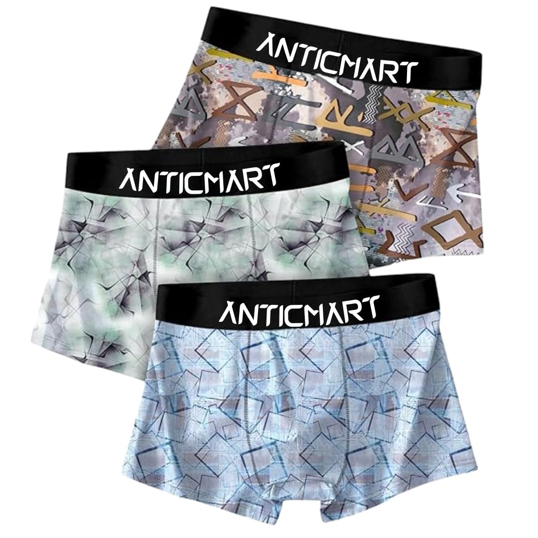 Men's Extra Thin Elastic Ice Silk Underwear – Long, Comfortable, Breathable Boxer Brief Trunks (Pack of 3) - Image 2