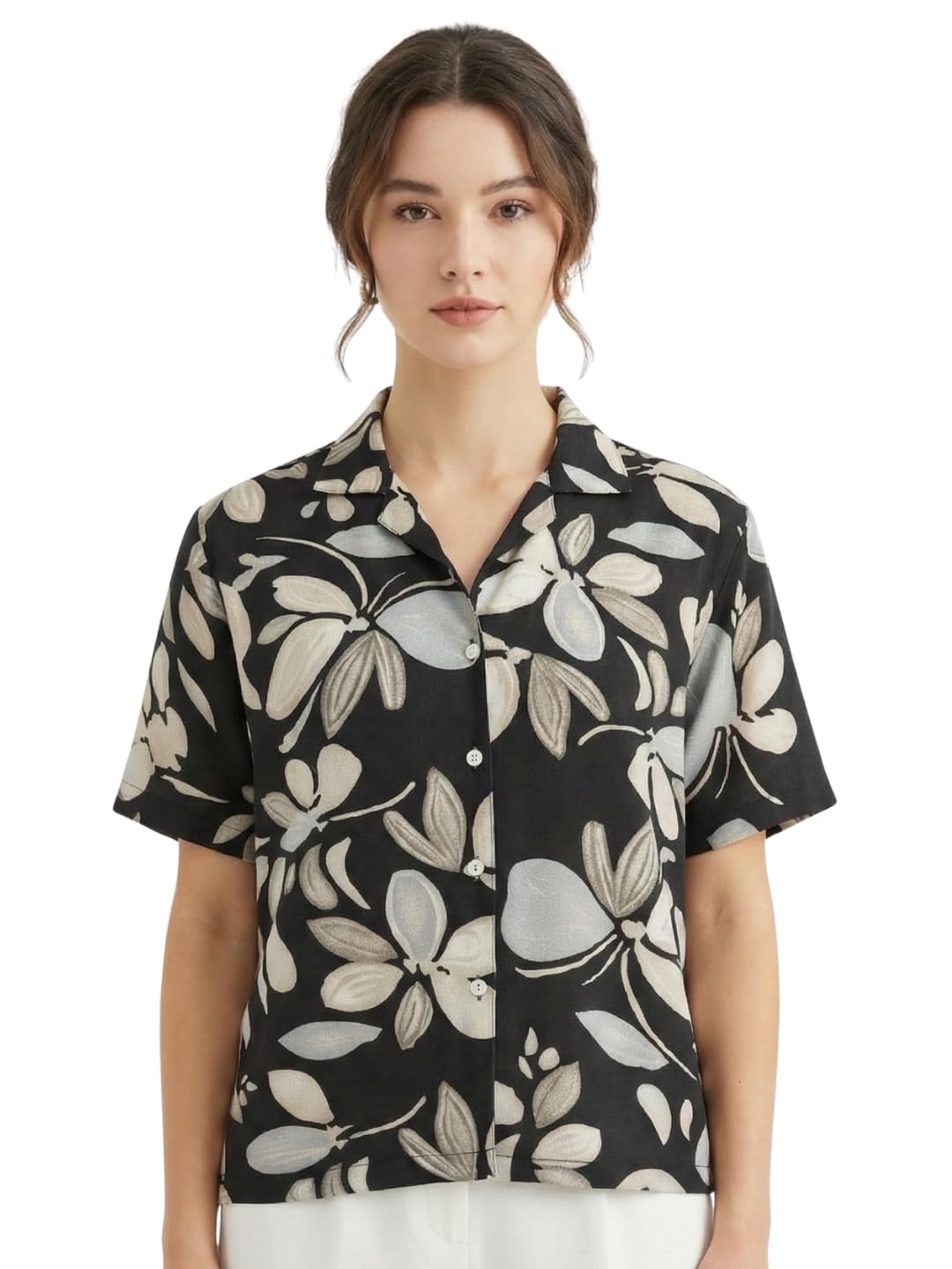 Premium Floral Printed Shirt for Women with Short Sleeves, Ultra-Soft Cotton Blend, Regular Fit Womens Stylish Shirt Casual, Formal, Party, Beach, Summer Wear - Image 4
