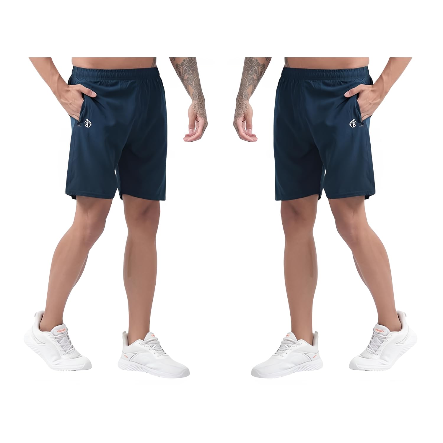 BLUE STAR SHARK Athletic Sports Shorts for Men with Zip Pockets and Elastic Waistband Quick Dry Lightweight Activewear Combo - Pack of 2 - Image 6