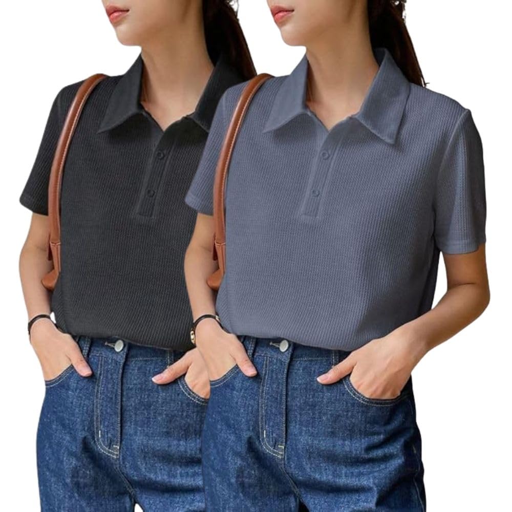 Leriya Fashion Women's Summer Polo T-Shirt – Lightweight Breathable Short Sleeve Collared T-Shirt, Casual Loose Fit Everyday Top for Women - Image 9
