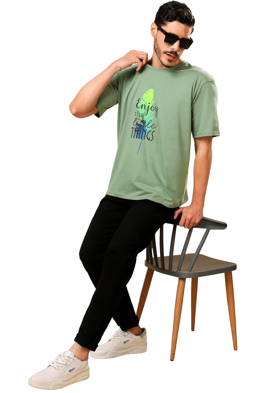 London Hills Men's Cotton Oversized Fit Casual Printed Round Neck, Oversized Longline Drop Shoulder Boho Style T-Shirt - Image 6