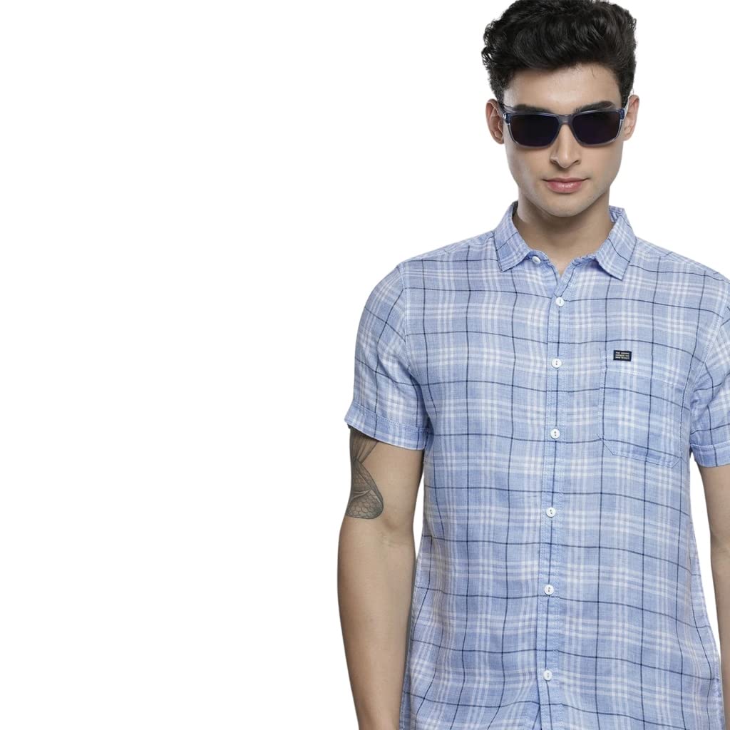 The Indian Garage Co Men Slim Fit Checkered Half Sleeves Spread Collar Casual Shirt - Image 4
