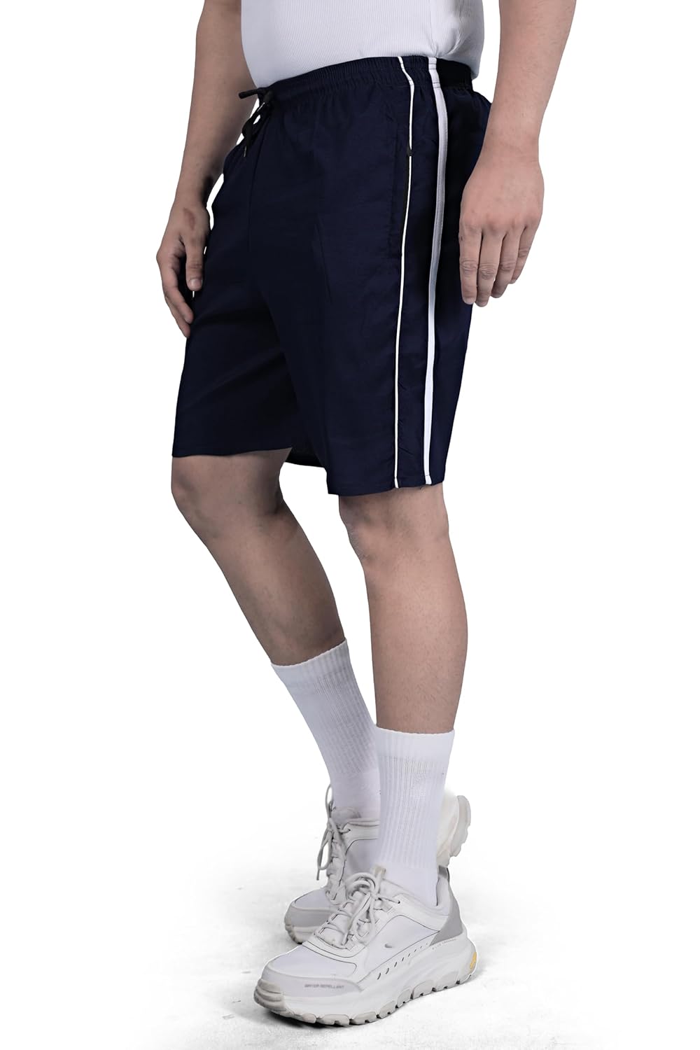Seemoo Men's Lightweight Athletic Shorts with Side Stripe & Zipper Pocket – Breathable Casual Summer Sports Shorts - Image 3