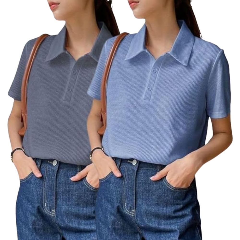 Leriya Fashion Women's Summer Polo T-Shirt – Lightweight Breathable Short Sleeve Collared T-Shirt, Casual Loose Fit Everyday Top for Women - Image 5