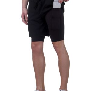 TRUEREVO Men's 2 in 1 Running Shorts with Phone Pocket | Lightweight Quick-Dry | Double Layer | Athletic | Running, Training, & Sports
