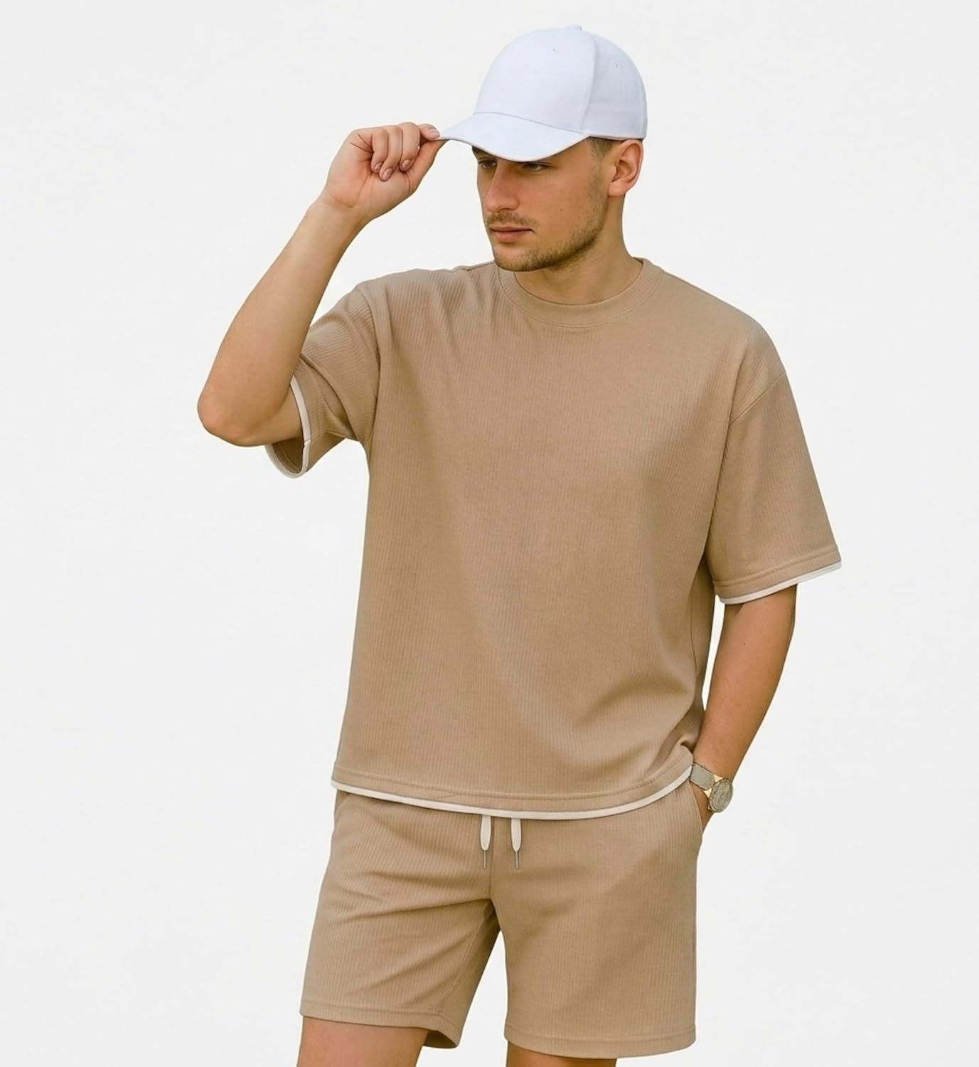 Casual Men's Pyjama Set Regular Fit Stylish Round Neck T-Shirt and Shorts CasualWear Night Suit Wear Set for Man - Image 2