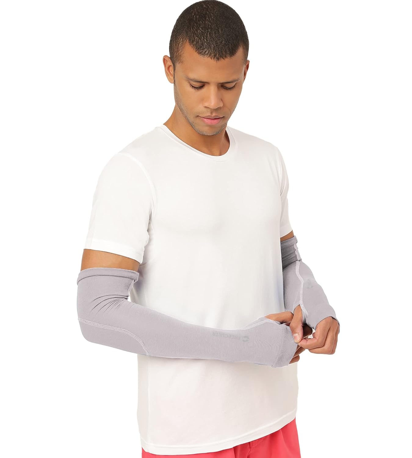 Freecultr Unisex Breathable Bamboo Cotton Antibacterial Arm Sleeves with Built-in Gloves | Soft, Sweat-Wicking & Skin-Friendly