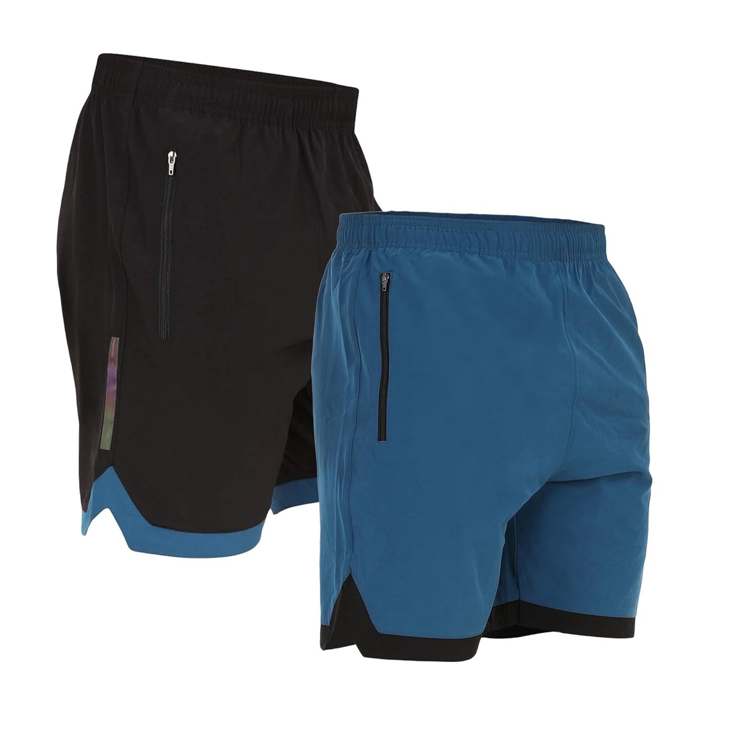 NINQ Mens 2 Pack Polyester Yoga Short Men Summer Running Gym Sports Shorts with Pockets Shorts for Men (in, Alpha, M, Regular, Black) - Image 3